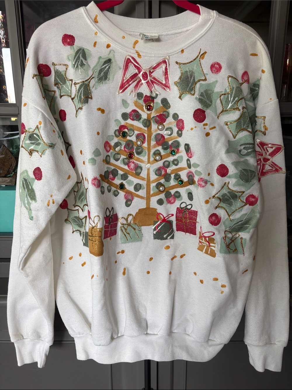 Vintage hand painted Christmas sweater
